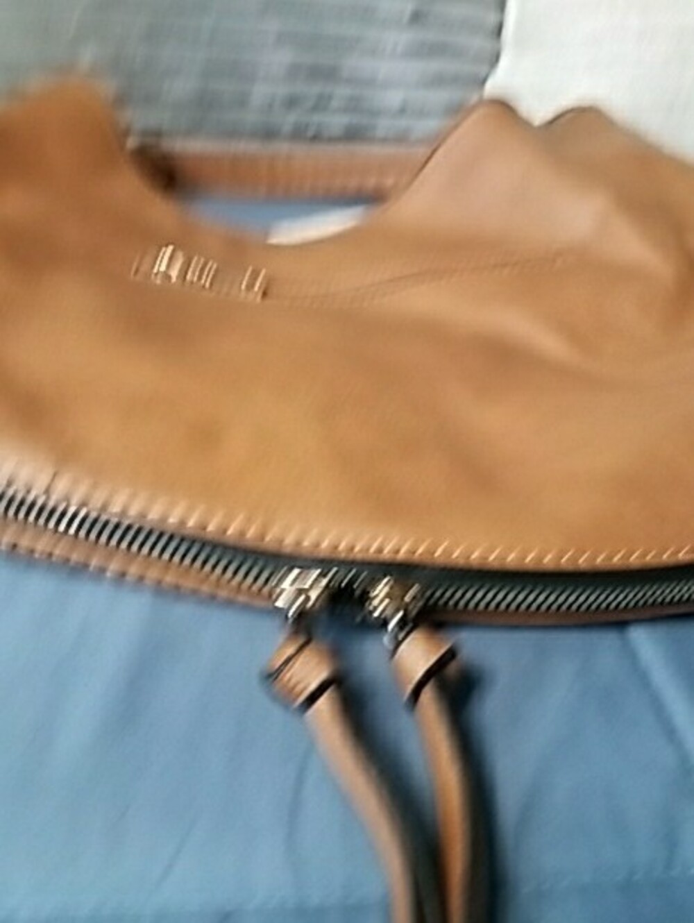 Macy's Large Brown Leather Shoulder Bag with Tassel - Picture 15 of 16